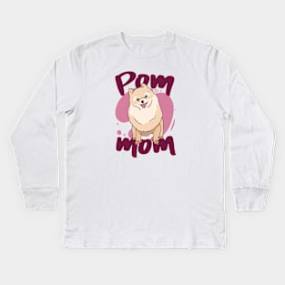 Pom Mom // Cute Pomeranian Mom Cartoon Kids Long Sleeve T-Shirt